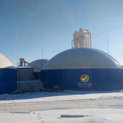 Contenitore per biogas a doppia membrana a controllo automatico con reazione anaerobica